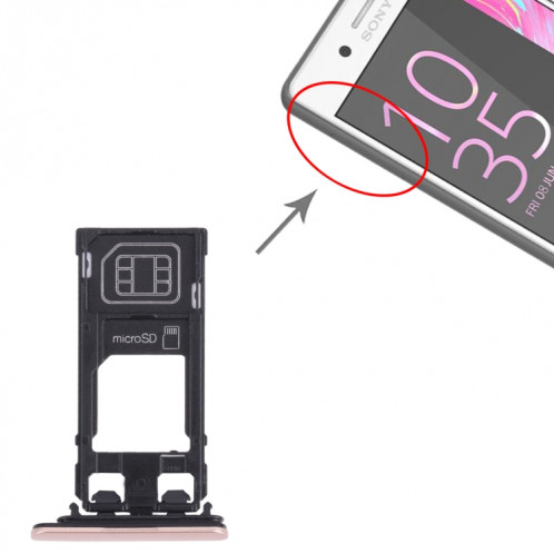 Plateau de carte SIM + plateau de carte Micro SD pour Sony Xperia x Performance (rose) SH480F176-04