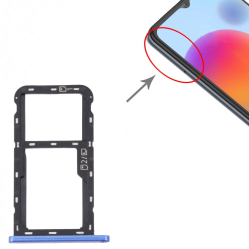 Pour ZTE Blade A52 Plateau de carte SIM + Plateau de carte SIM / Plateau de carte Micro SD (Bleu) SH593L1305-04