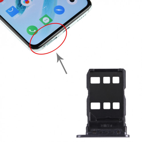 Plateau de carte SIM + plateau de carte SIM pour Meizu 17/17 PRO (Noir) SH672B1293-04