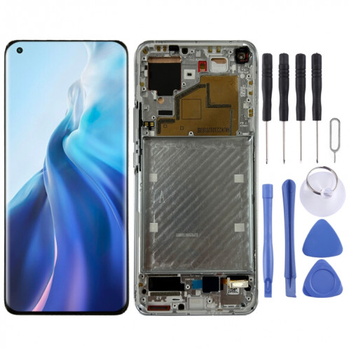 Écran LCD d'origine et numériseur Assemblage complet avec cadre pour Xiaomi MI 11 M2011K2C, M2011K2G (Silver) SH711S1153-05