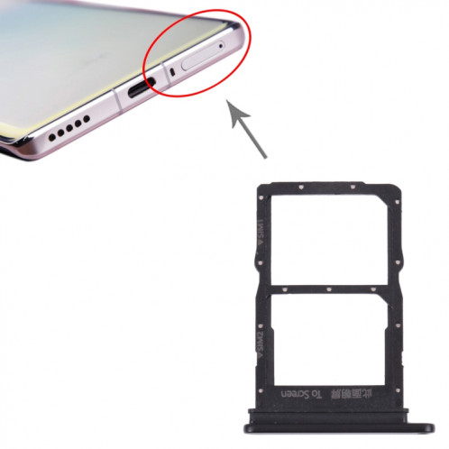 Plateau de carte SIM + plateau de carte SIM pour Huawei Nova 8 (Noir) SH995B252-04