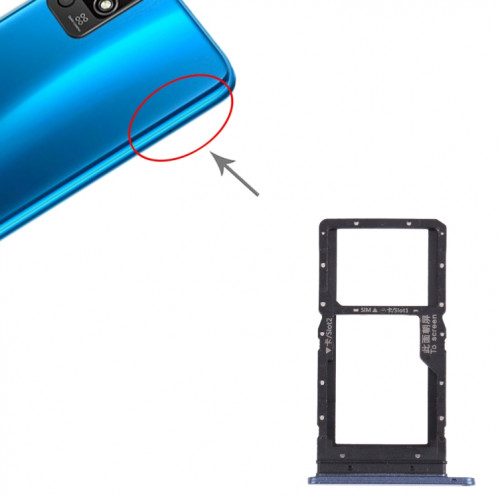 Plateau de carte SIM + plateau de carte SIM / plateau de carte micro SD pour l'honneur PLAY 5T (bleu) SH003L1292-04
