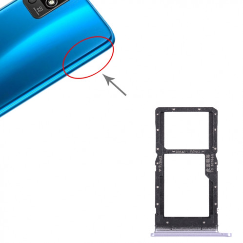 Plateau de carte SIM + plateau de carte SIM / plateau de carte micro SD pour l'honneur PLAY 5T (violet) SH003P909-04