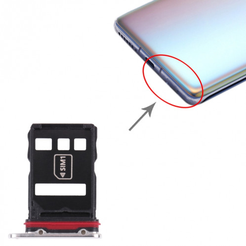 Plateau de carte SIM + Bac de carte NM pour Huawei Mate 40 Pro + (Argent) SH004S1859-04