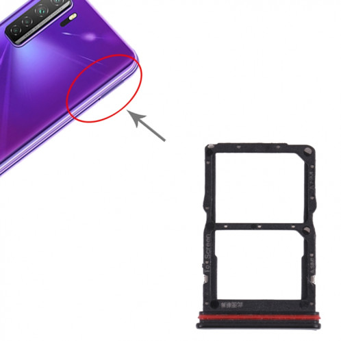 Plateau de carte SIM + Bac de carte NM pour Huawei Nova 7 SE 5G Youth (Noir) SH005B10-04
