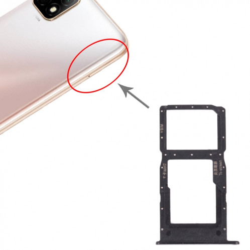Plateau de carte SIM + plateau de carte SIM / plateau de carte micro SD pour Huawei Profitez de 20 5g (Noir) SH006B1036-04
