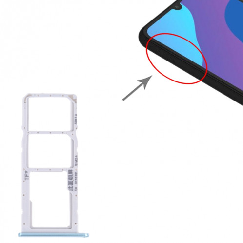 Plateau de carte SIM + plateau de carte SIM + plateau de carte micro SD pour l'honneur 9a (bleu) SH008L429-04
