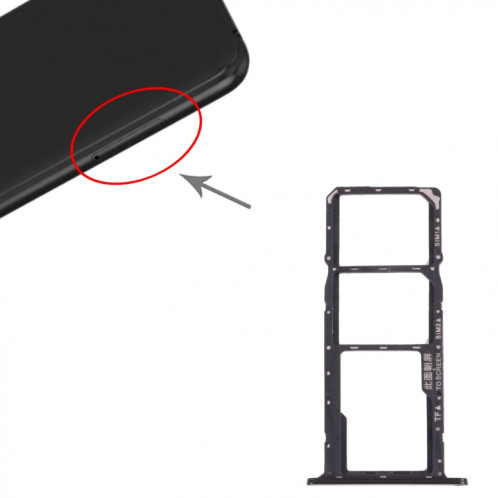 Plateau de carte SIM + plateau de carte SIM + plateau de carte micro SD pour Huawei Y5 Lite (2018) (Noir) SH012B263-04