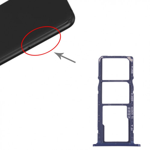 Plateau de carte SIM + plateau de carte SIM + plateau de cartes micro SD pour Huawei Y5 Lite (2018) (bleu) SH012L130-04