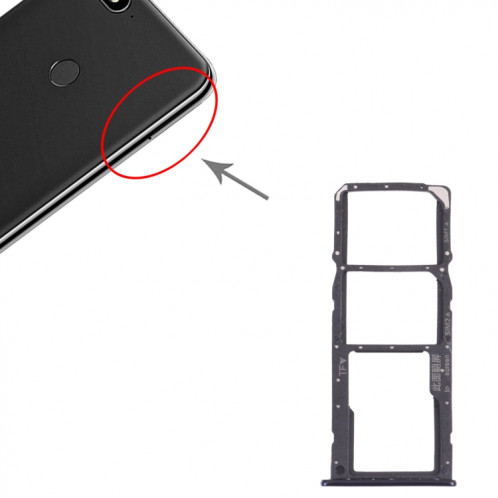 Plateau de carte SIM + plateau de carte SIM + plateau de carte Micro SD pour Huawei Y7 (2018) (Bleu) SH014L718-04