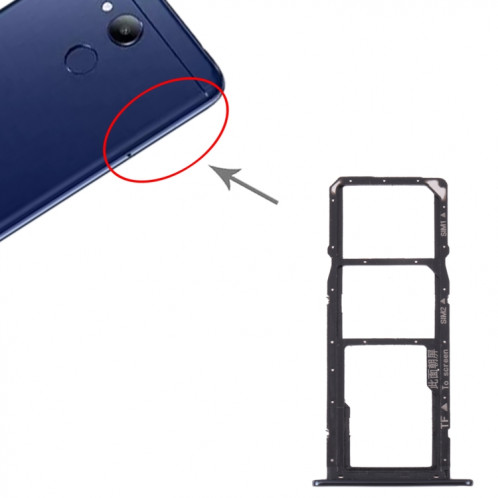 Plateau de carte SIM + plateau de carte SIM + plateau de carte micro SD pour l'honneur 7A Pro (Noir) SH018B1426-04