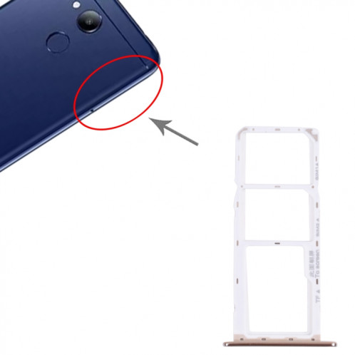 Plateau de carte SIM + plateau de carte SIM + plateau de carte micro SD pour l'honneur 7A Pro (argent) SH018S575-04