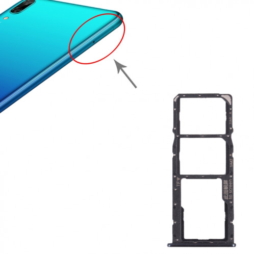 Plateau de carte SIM + plateau de carte SIM + plateau de carte micro SD pour Huawei Y7 PRO 2018 (Noir) SH021B571-04