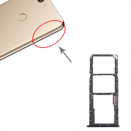 Plateau de carte SIM + plateau de carte SIM + plateau de carte micro SD pour Huawei Profitez de 8 (Noir) SH022B1729-04