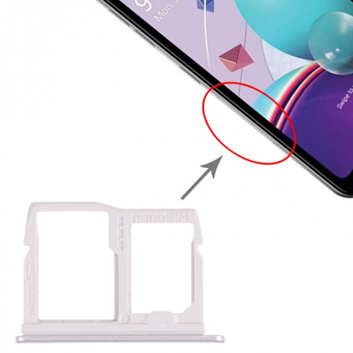 Nano SIM Plateau de la carte SIM + Bac de carte Micro SD pour LG K31 LM-K300Q, LMK300, LGL355DL (argent) SH046S1954-04