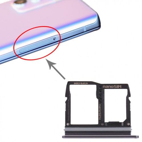Nano SIM Plateau de la carte SIM + Nano SIM Plateau de carte / Micro SD Plateau de carte pour l'aile LG 5G LMF100N, LM-F100N, LM-F100V, LM-F100 (Noir) SH047B319-04