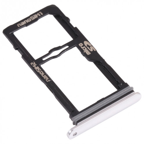 Nano SIM Plateau de la carte SIM + Nano SIM Plateau de carte / Micro SD Plateau de carte pour LG G8S Minoreq LMG810, LM-G810, LMG810EAW (Argent) SH050S1316-04