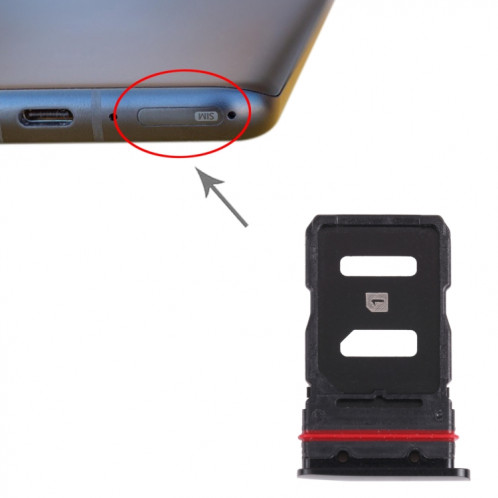 Plateau de carte SIM + plateau de carte SIM pour Asus Zenfone 8 ZS590KS (Noir) SH101B1265-04