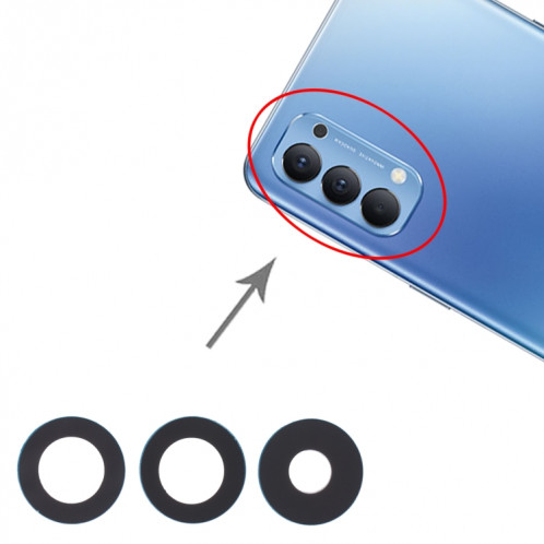Pour OPPO Reno4 4G / Reno4 5G 10pcs objectif de caméra arrière SH43341103-04