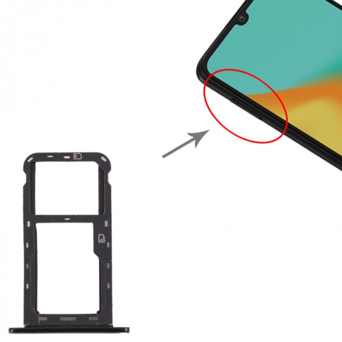 Plateau de carte SIM + plateau de cartes Micro SD pour ZTE Blade A7 2019 (Noir) SH455B26-04