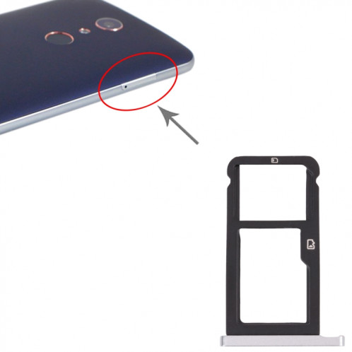 Plateau de carte SIM + Bac de carte Micro SD pour ZTE Blade Zmax Pro / Z981 (argent) SH461S961-04
