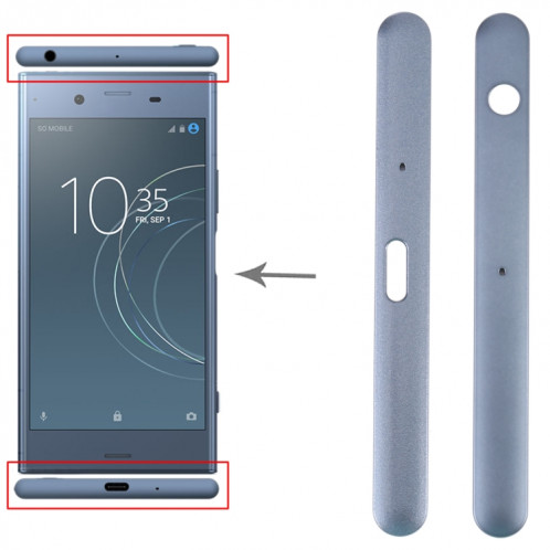 1 paire de barres latérales supérieure et inférieure pour Sony Xperia XZ1 (bleu) SH468L1167-05