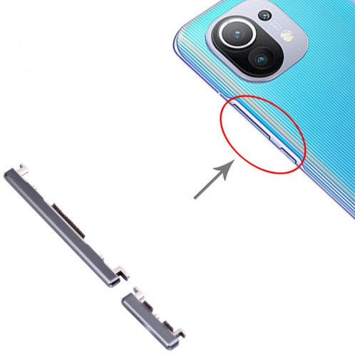 Bouton d'alimentation et bouton de contrôle du volume pour Xiaomi MI 11 M2011K2C M2011K2G (Noir) SH481B1355-04