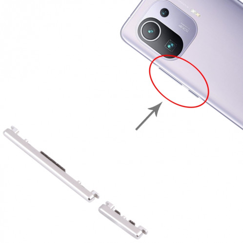 Bouton d'alimentation et bouton de contrôle du volume pour xiaomi mi 11 pro m2102k1ac (argent) SH482S1684-04
