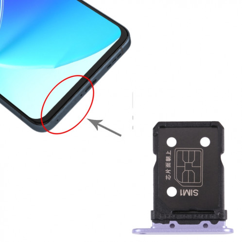 Pour OPPO Reno6 4G CPH2235 / Reno6 Z Plateau de carte SIM + Plateau de carte SIM (Violet) SH486P121-04