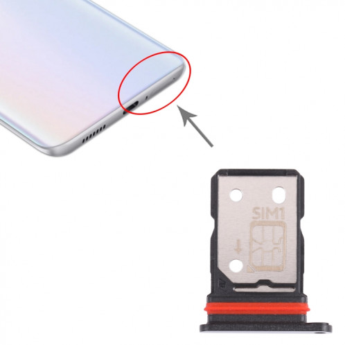 Pour vivo iQOO Z5 Plateau de carte SIM + Plateau de carte SIM (Noir) SH499B442-04