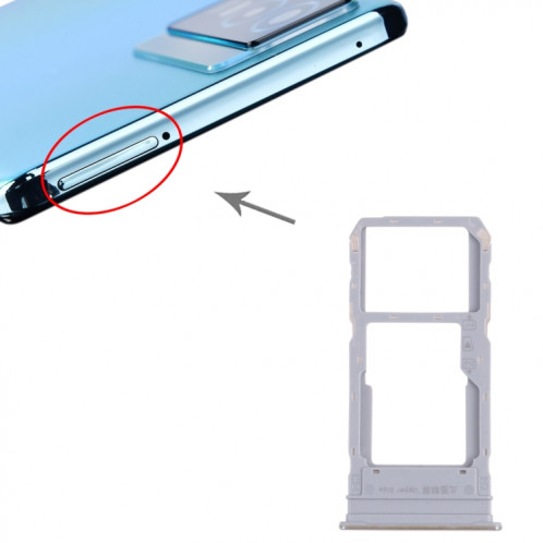 Pour vivo Y76s V2156A plateau de carte SIM + plateau de carte SIM/plateau de carte Micro SD (argent) SH504S806-04