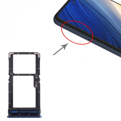 Plateau de carte SIM + plateau de cartes Micro SD pour Xiaomi Poco X3 Pro M2102J20SG M2102J20SI (Bleu) SH528L471-04