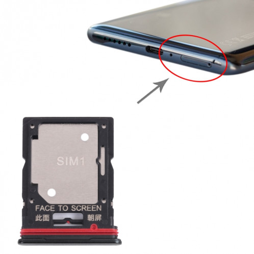 Plateau de carte SIM + plateau de carte SIM / plateau de carte micro SD pour Xiaomi Redmi Note 11 PRO 21091116C (Noir) SH532B1747-04