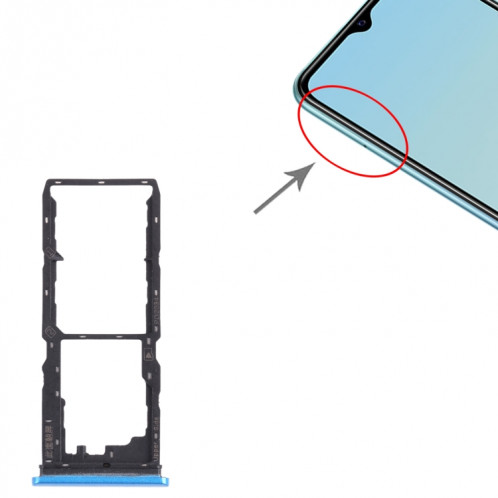 Pour vivo Y20G / Y20s (G) Plateau de carte SIM + Plateau de carte SIM + Plateau de carte Micro SD (Bleu) SH541L1092-04