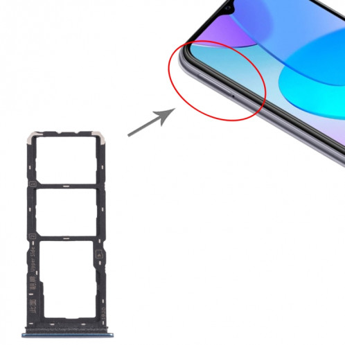 Pour vivo Y11s V2028 Plateau de carte SIM + Plateau de carte SIM + Plateau de carte Micro SD (Bleu) SH543L1706-04