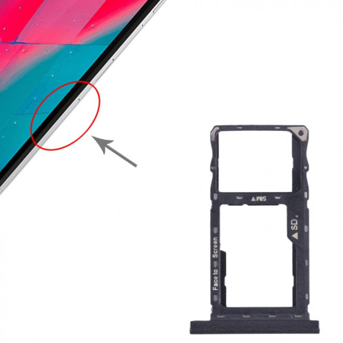 Plateau de carte SIM + plateau de carte Micro SD pour l'onglet Lenovo M10 FHD REM TB-X605LC X605 (Noir) SH651B28-04