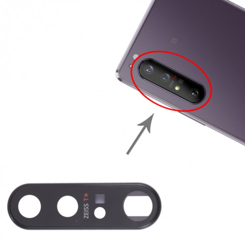 Couverture d'objectif de caméra d'origine pour Sony Xperia 1 II (noir) SH721B482-04