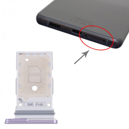 Pour Samsung Galaxy S21 FE 5G SM-G990B Plateau de carte SIM d'origine + Plateau de carte SIM (Violet) SH728P387-04