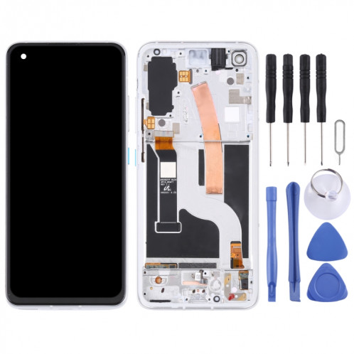 Écran LCD et numériseur Amoled Material Assemblage complet avec cadre pour Asus Zenfone 8 ZS590KS (argent) SH775S976-07