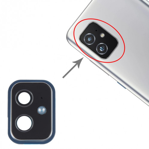 Pour Asus Zenfone 8 ZS 590KS-2A007EU I006D Couvercle d'objectif de caméra (Argent) SH846S1198-04