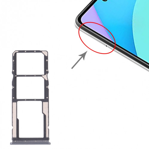 Bac de carte SIM + plateau de carte SIM + plateau de carte micro SD pour Xiaomi Redmi 10 / Redmi 10 Prime / Redmi Note 11 4G / Redmi 10 2022 (noir) SH852B738-04