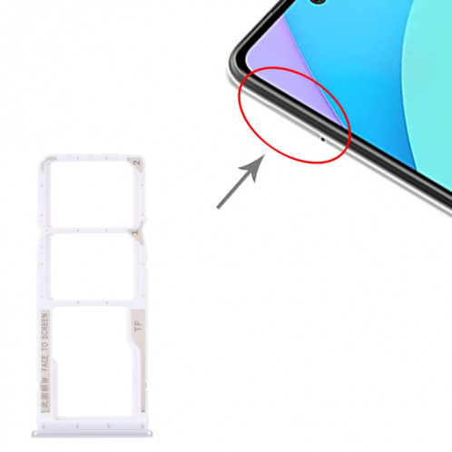 Bac de carte SIM + plateau de carte SIM + bac à carte micro SD pour Xiaomi Redmi 10 / Redmi 10 Prime / Redmi Note 11 4G / Redmi 10 2022 (blanc) SH852W953-04