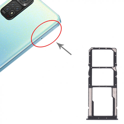 Bac de carte SIM + plateau de carte SIM + plateau de carte micro SD pour xiaomi redmi note 11 / redmi note 11s (noir) SH853B1149-04
