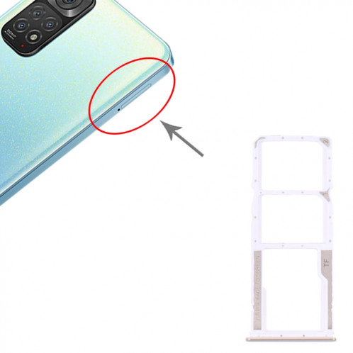 Plateau de carte SIM + plateau de carte SIM + plateau de carte micro sd pour xiaomi redmi note 11 / redmi note 11s (blanc) SH853W68-04