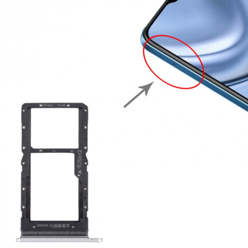 Plateau de carte SIM + plateau de carte SIM / Micro SD Card Tray pour Honor Play 20 (Silver) SH912S1181-04