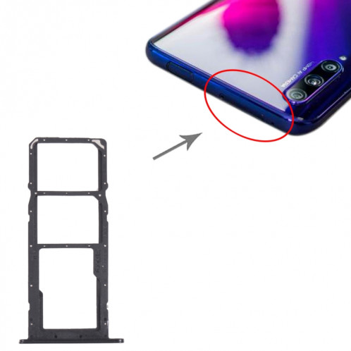 Plateau de carte SIM + plateau de carte SIM + bac à carte micro sd pour l'honneur 20E (noir) SH914B24-04