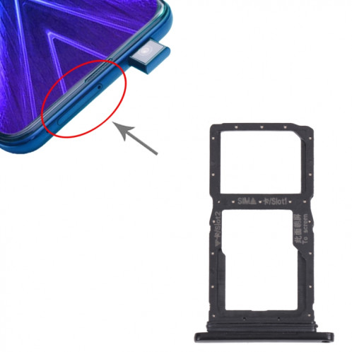 Plateau de carte SIM + plateau de carte SIM / plateau de carte micro sd pour Honor 9x (noir) SH916B1815-04