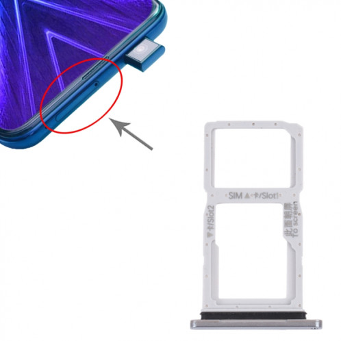 Plateau de carte SIM + plateau de carte SIM / plateau de carte micro sd pour Honor 9x (argent) SH916S1692-04