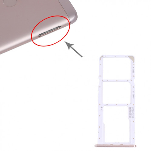 Plateau de carte SIM + plateau de carte SIM + plateau de carte micro SD pour Honor 7C (or) SH918J1334-04