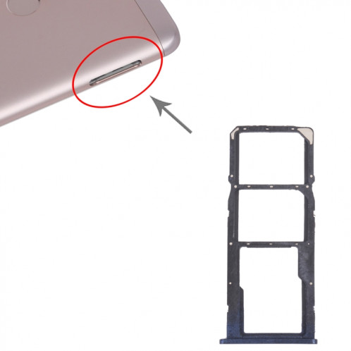 Plateau de carte SIM + plateau de carte SIM + plateau de carte micro sd pour Honor 7C (bleu) SH918L800-04